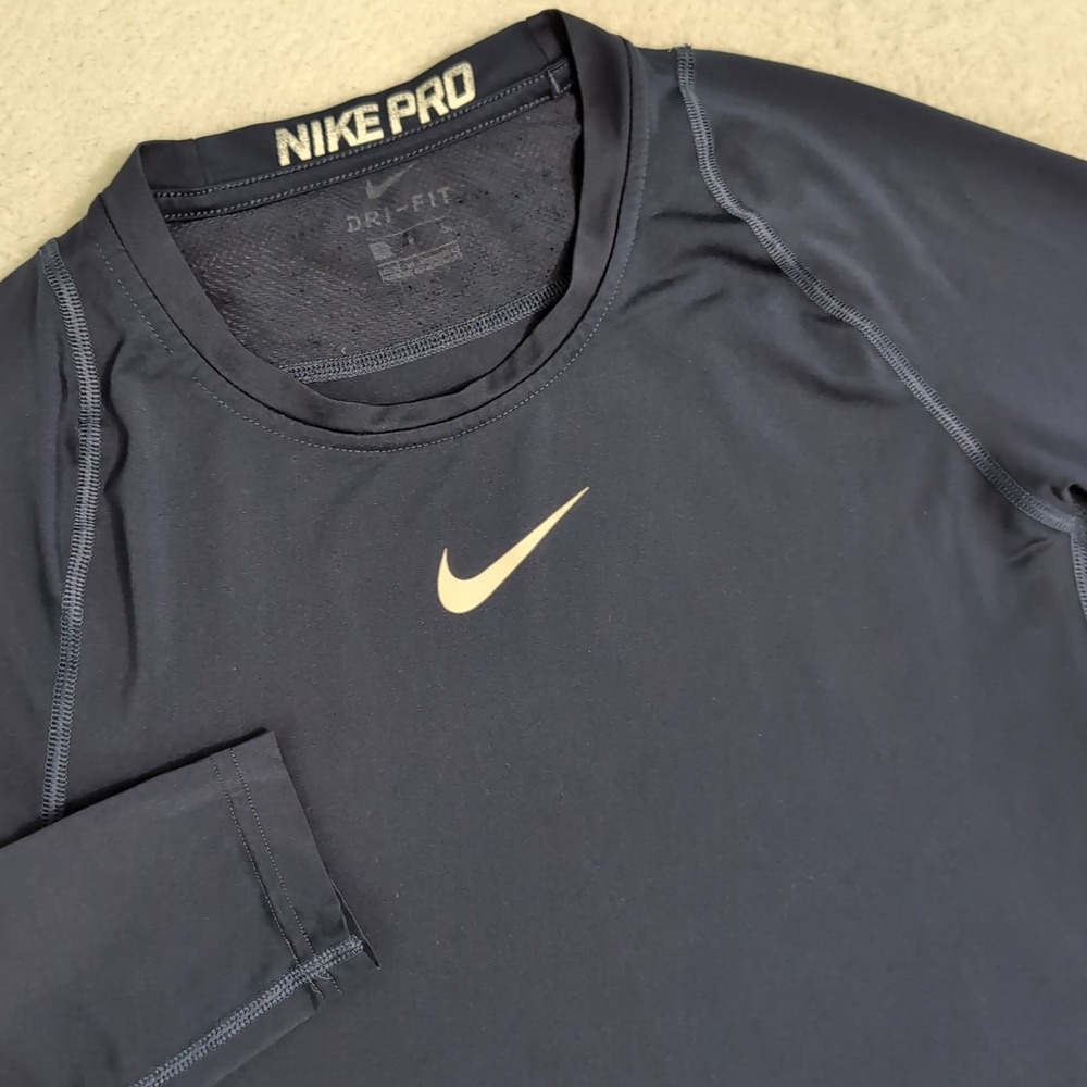 Nike Pro Dri Fit shirt Blue Men's Small Navy Blue 8% Spandex Fitted